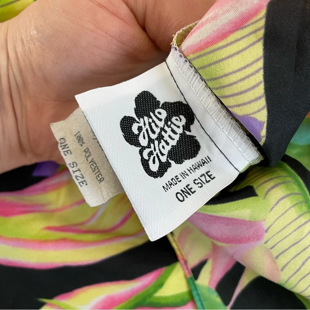 Hilo Hattie Tropical Maxi Skirt in Black with Green and Purple Floral Print - Picture 3 of 5